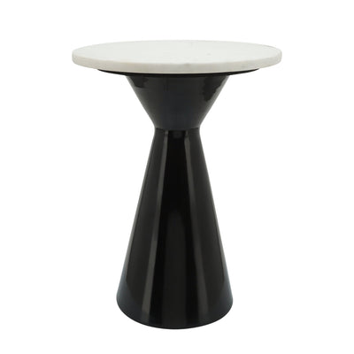 Metal/Marble, 18"H End Table, Blk/Wht - Al Rugaib Furniture