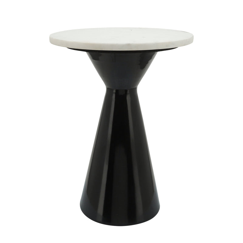 Metal/Marble, 18"H End Table, Blk/Wht - Al Rugaib Furniture