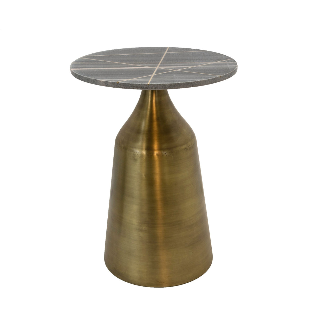METAL/MARBLE 24" ROUND SIDE TABLE W/ INLAY, GRAY Accent & End Tables| Sagebrook Home