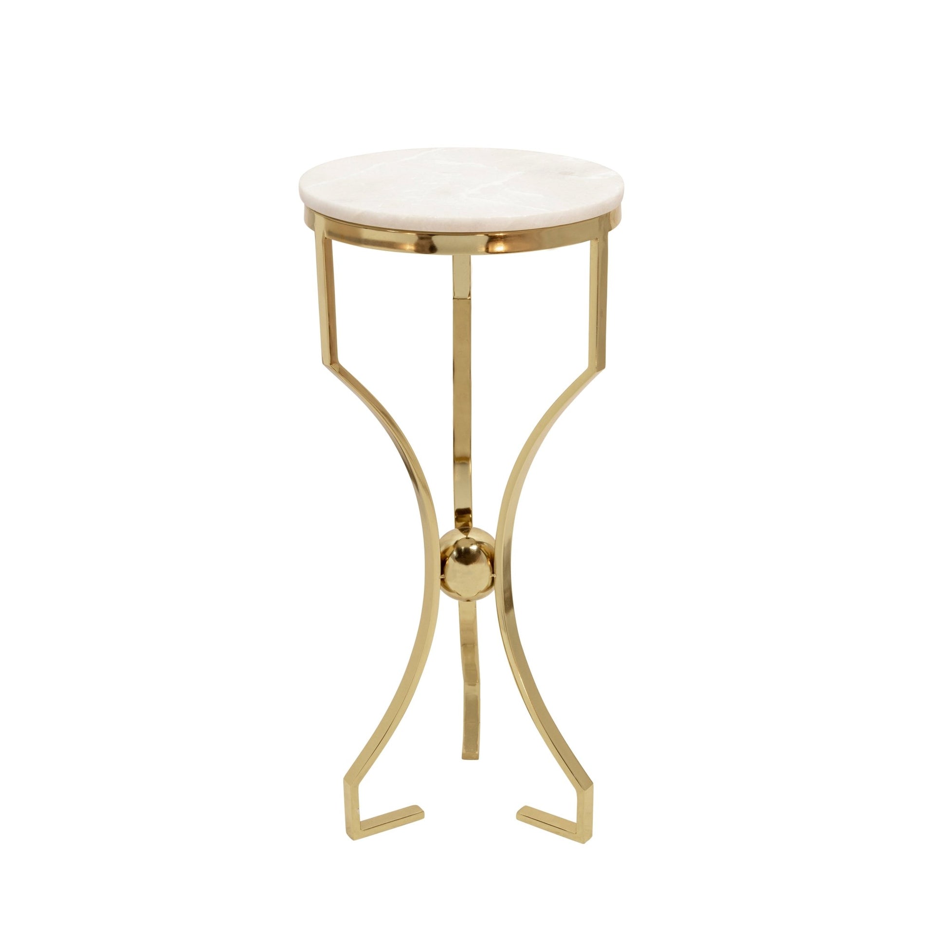 METAL/MARBLE, HOURGLASS SHAPED LEGS TABLE, GOLD Accent & End Tables| Sagebrook Home