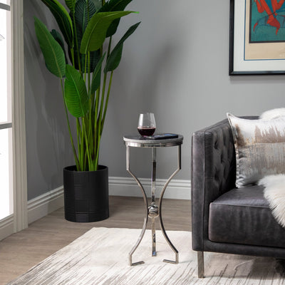 METAL/MARBLE, HOURGLASS SHAPED LEGS TABLE, SILVER - Al Rugaib Furniture