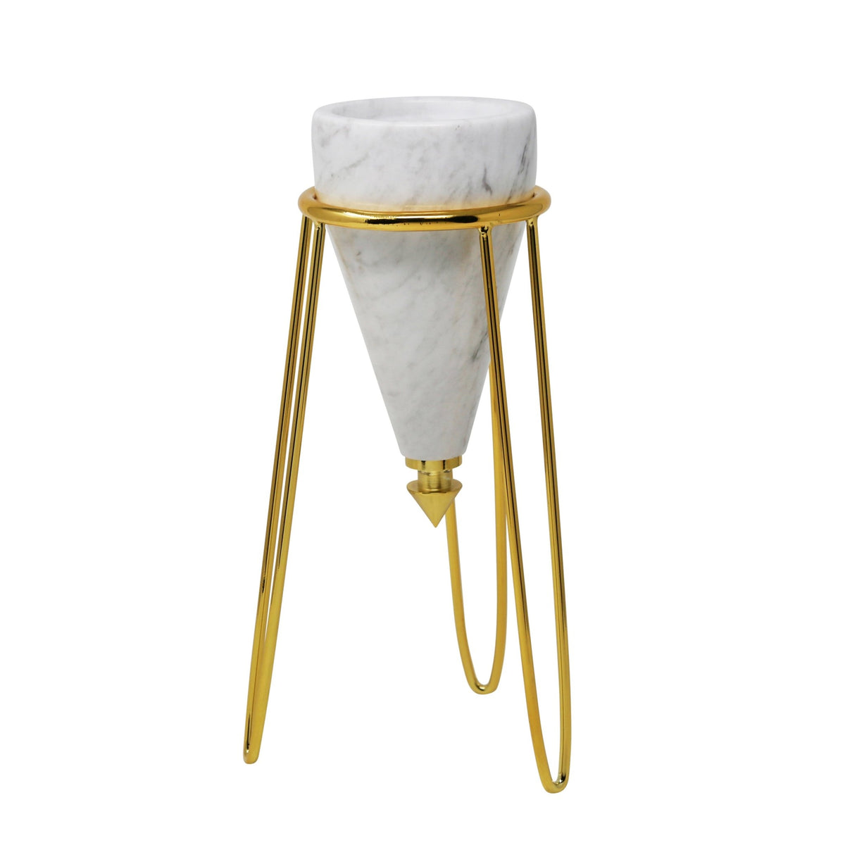 Metal/Marble Table Decor, White/Gold Candle Holders| Sagebrook Home