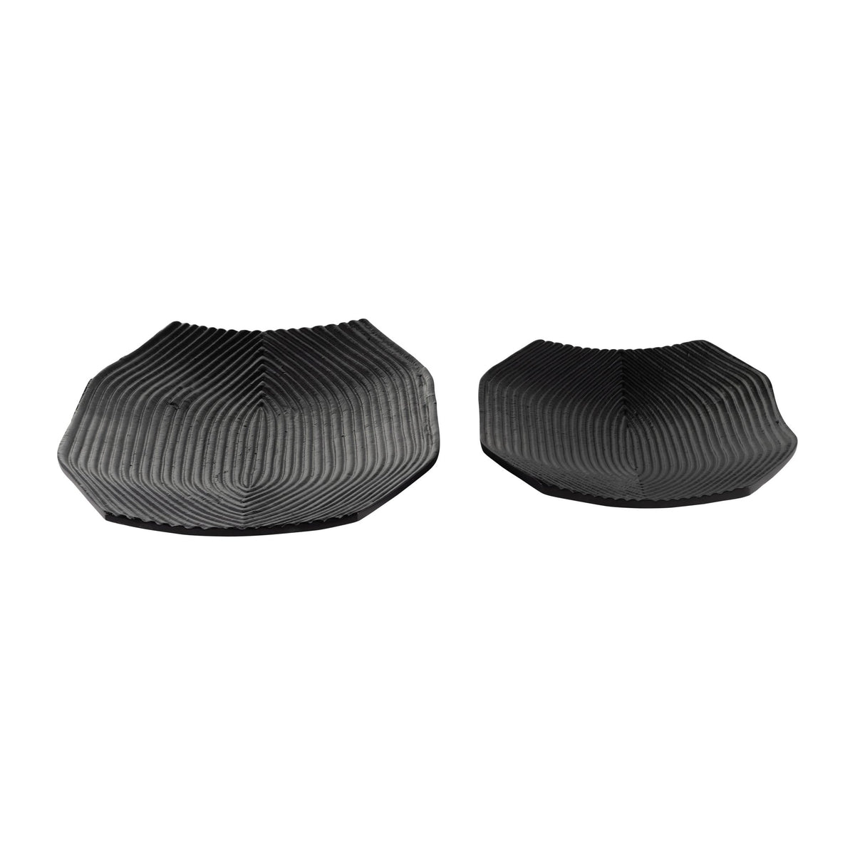 METAL,S/2 16/21",GEOMETRIC DISK PLATE,BLACK Tray| Sagebrook Home