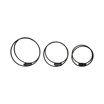 METAL,S/3 12/14/16"H,DOUBLE RING CANDLE HOLDER,BLA - Al Rugaib Furniture