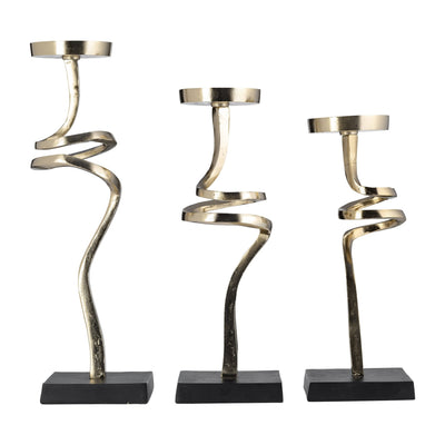 Metal,s/3 13,15,17",abstract Candle Pillar Holder, - Al Rugaib Furniture