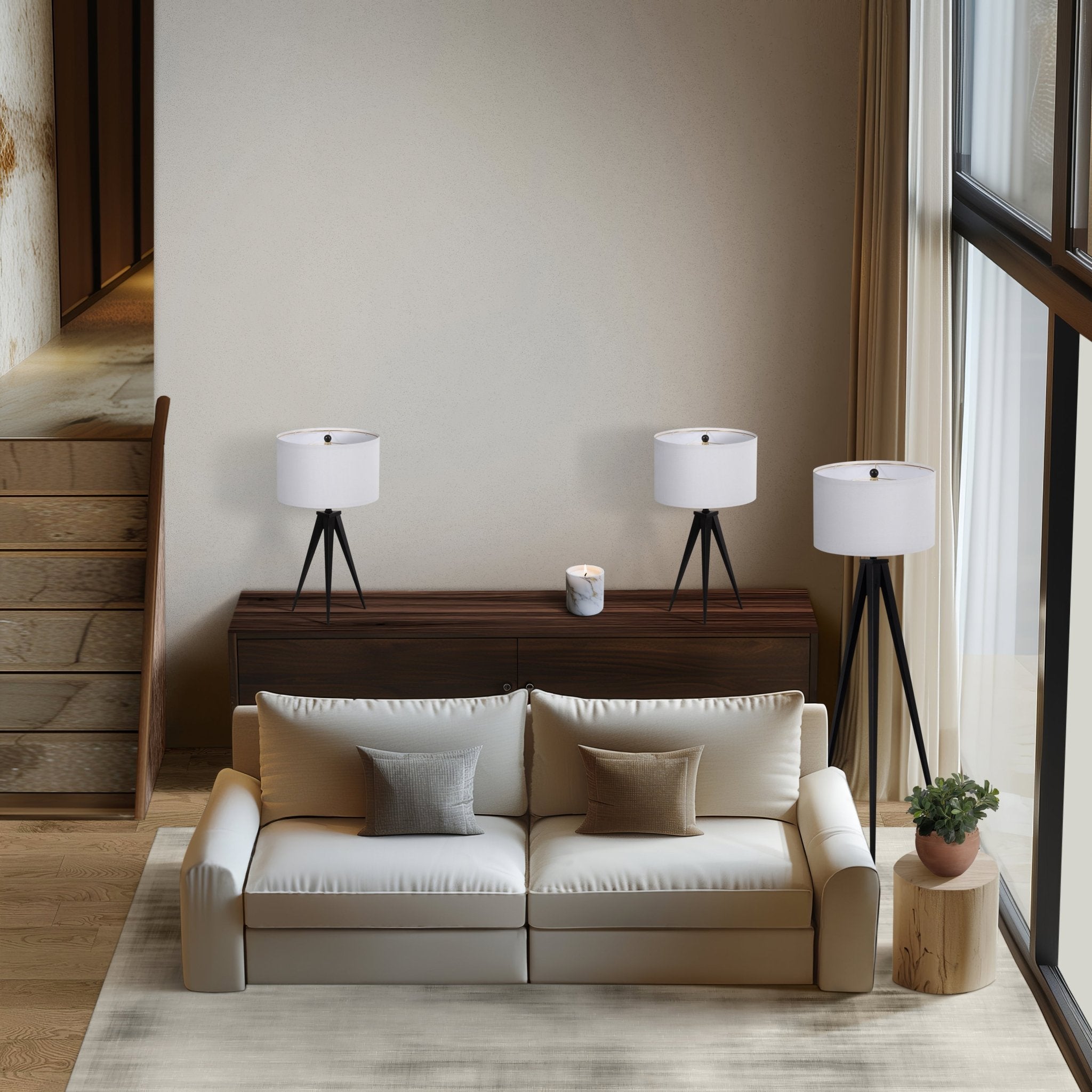 Metal,s/3,23/60"h,table&floor Tripod Lamps,blk Table Decors| Sagebrook Home