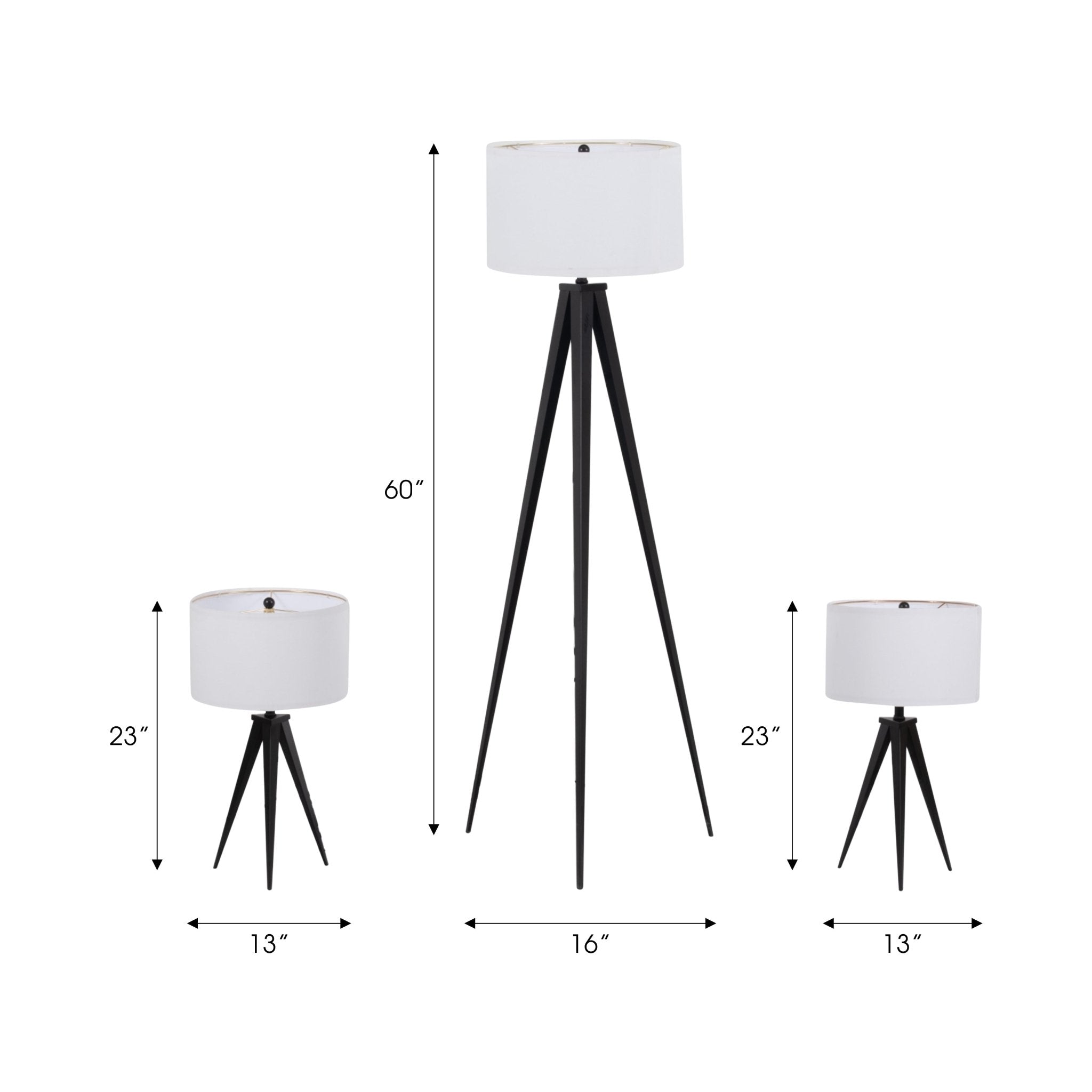 Metal,s/3,23/60"h,table&floor Tripod Lamps,blk Table Decors| Sagebrook Home
