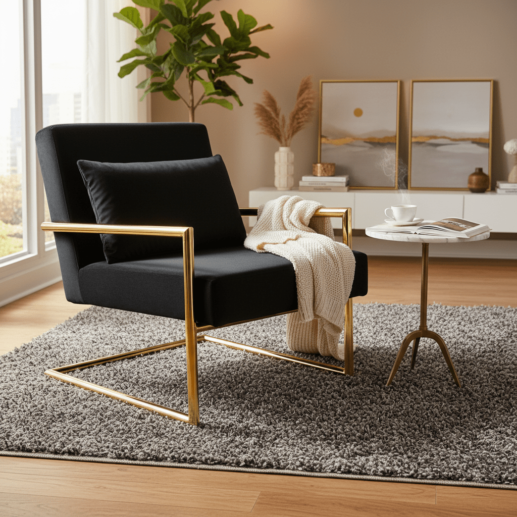 METAL/VELVETEEN ARM CHAIR Chairs| Sagebrook Home