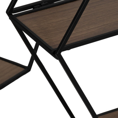 METAL/WD, S/3 21/24/26" HEX FOLDING WALL SHELF,BLK - Al Rugaib Furniture