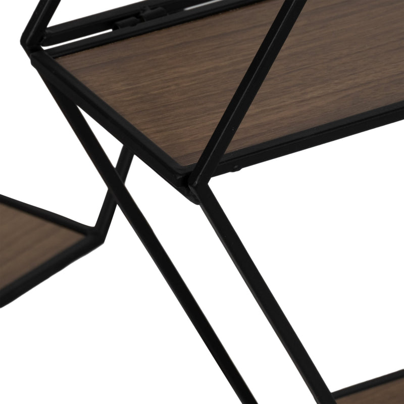 METAL/WD, S/3 21/24/26" HEX FOLDING WALL SHELF,BLK - Al Rugaib Furniture