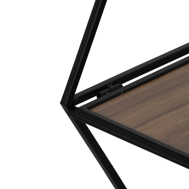 METAL/WD, S/3 21/24/26" HEX FOLDING WALL SHELF,BLK - Al Rugaib Furniture