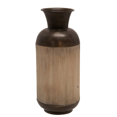 METAL/WOOD 15"H JAR, BRONZE - Al Rugaib Furniture