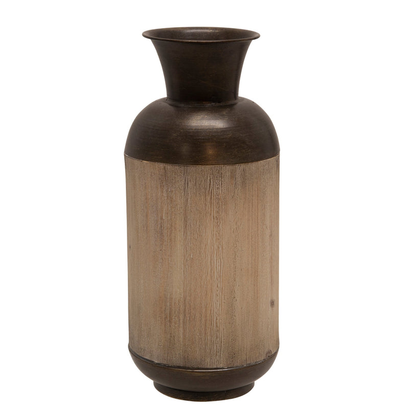 METAL/WOOD 15"H JAR, BRONZE - Al Rugaib Furniture