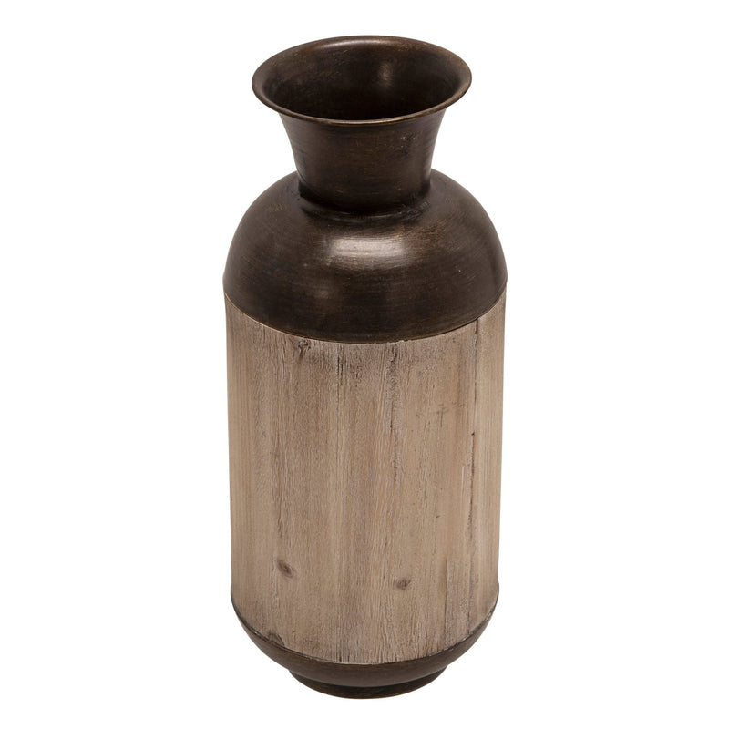 METAL/WOOD 15"H JAR, BRONZE - Al Rugaib Furniture