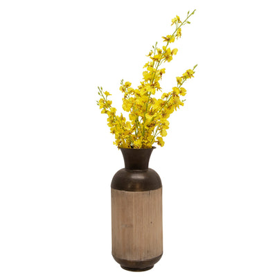 METAL/WOOD 15"H JAR, BRONZE - Al Rugaib Furniture