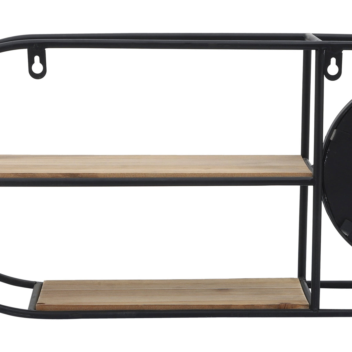 METAL/WOOD, 23"L OVAL WALL SHELF W/ MIRROR, BLACK/ Wall Shelf| Sagebrook Home