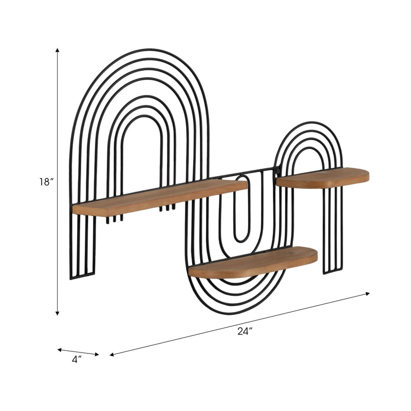METAL/WOOD, 24" LOOPY WALL DECO, BROWN/BLACK - Al Rugaib Furniture