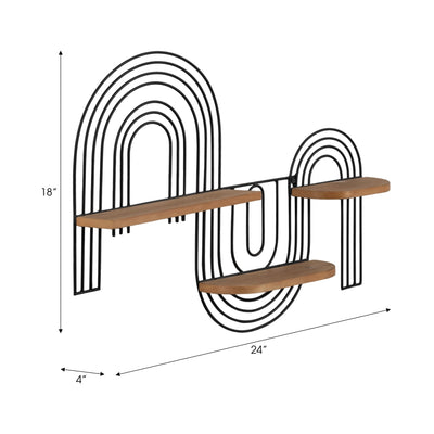 METAL/WOOD, 24" LOOPY WALL DECO, BROWN/BLACK - Al Rugaib Furniture