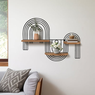 METAL/WOOD, 24" LOOPY WALL DECO, BROWN/BLACK - Al Rugaib Furniture