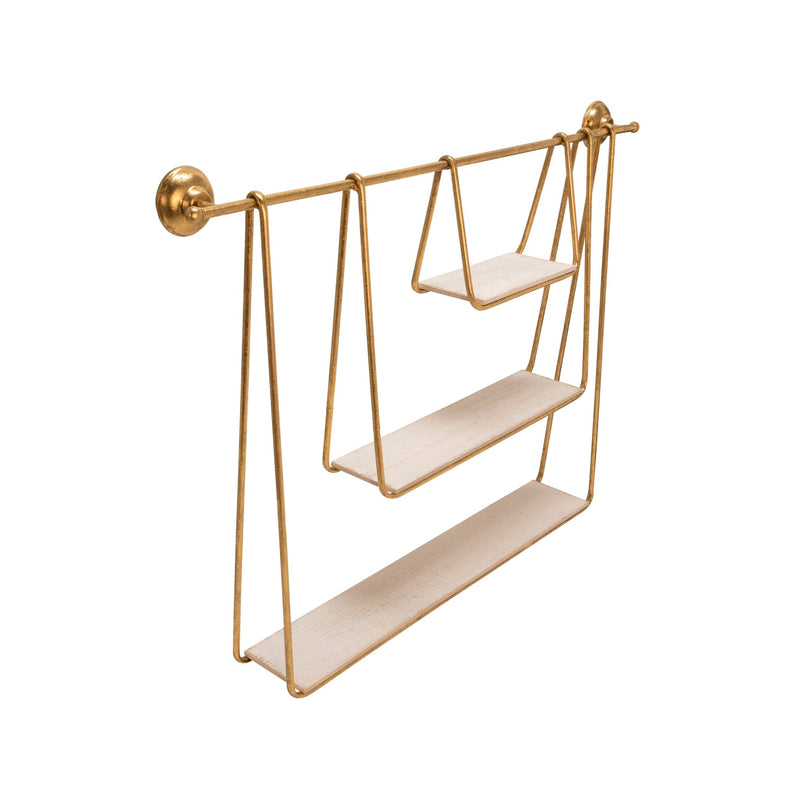 METAL/WOOD 29" 3 - TIER HANGING WALL SHELF, WHITE - Al Rugaib Furniture