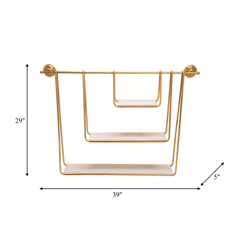 METAL/WOOD 29" 3 - TIER HANGING WALL SHELF, WHITE - Al Rugaib Furniture