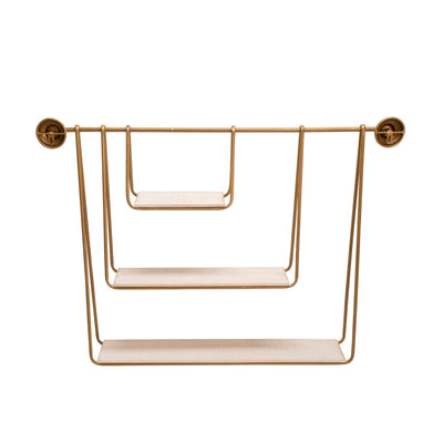 METAL/WOOD 29" 3 - TIER HANGING WALL SHELF, WHITE - Al Rugaib Furniture