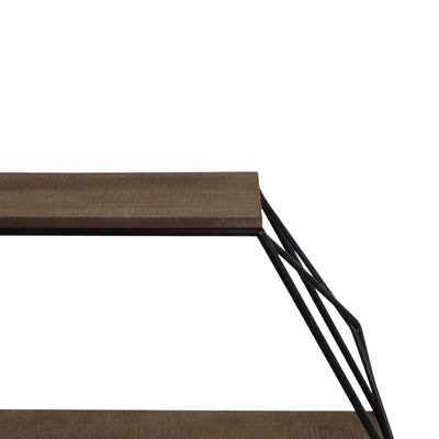 METAL/WOOD 3 TIER HEXAGON WALL SHELF, BROWN/BLACK - Al Rugaib Furniture