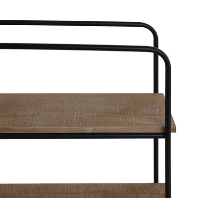 Metal/wood 3 Tier Wall Shelf, Brown/black - Al Rugaib Furniture