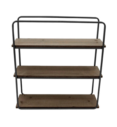 Metal/wood 3 Tier Wall Shelf, Brown/black - Al Rugaib Furniture