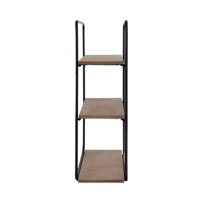 Metal/wood 3 Tier Wall Shelf, Brown/black - Al Rugaib Furniture