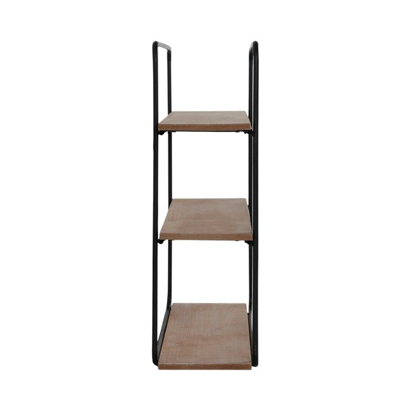 Metal/wood 3 Tier Wall Shelf, Brown/black - Al Rugaib Furniture