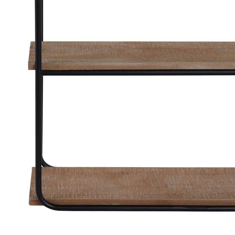 Metal/wood 3 Tier Wall Shelf, Brown/black - Al Rugaib Furniture