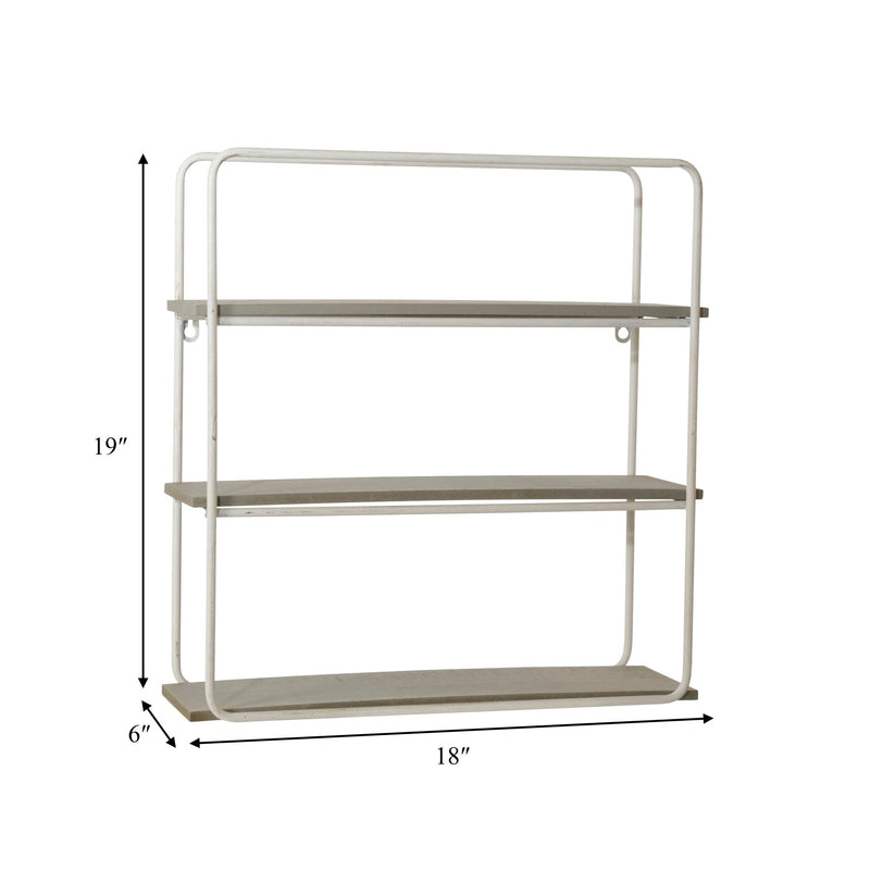 METAL/WOOD 3 TIER WALL SHELF, GRAY/WHITE - Al Rugaib Furniture