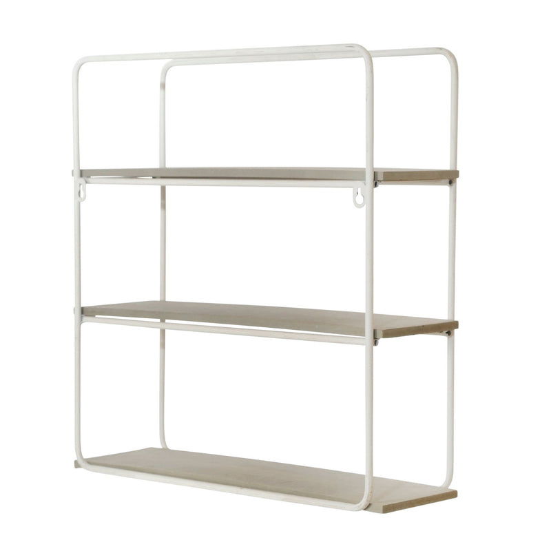 METAL/WOOD 3 TIER WALL SHELF, GRAY/WHITE - Al Rugaib Furniture