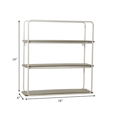 METAL/WOOD 3 TIER WALL SHELF, GRAY/WHITE - Al Rugaib Furniture