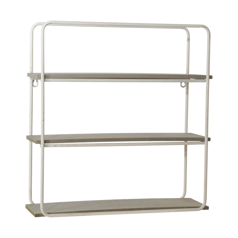 METAL/WOOD 3 TIER WALL SHELF, GRAY/WHITE - Al Rugaib Furniture