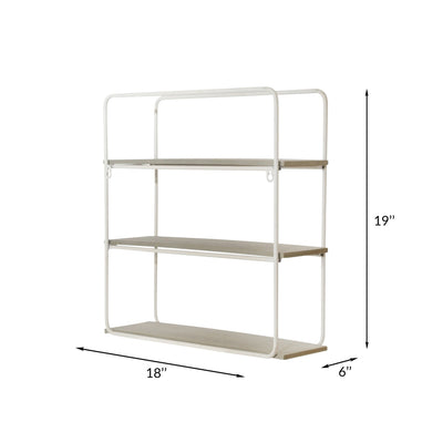 METAL/WOOD 3 TIER WALL SHELF, GRAY/WHITE - Al Rugaib Furniture
