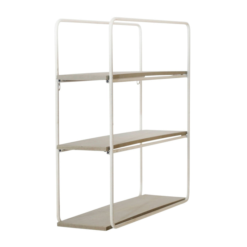 METAL/WOOD 3 TIER WALL SHELF, GRAY/WHITE - Al Rugaib Furniture