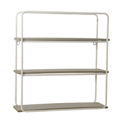 METAL/WOOD 3 TIER WALL SHELF, GRAY/WHITE - Al Rugaib Furniture