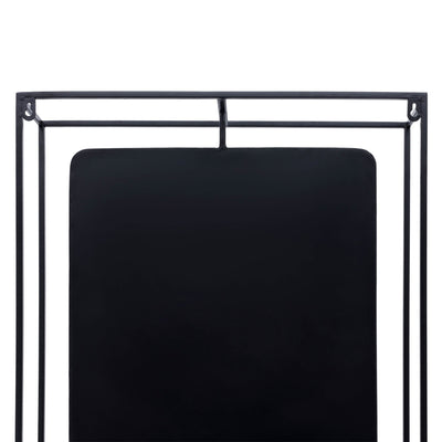 METAL/WOOD 36"H WALL SHELF WITH MIRROR, BLACK/BROW - Al Rugaib Furniture