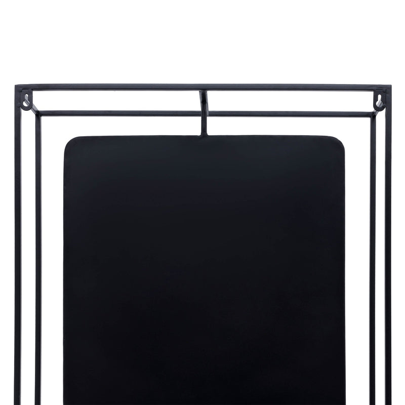 METAL/WOOD 36"H WALL SHELF WITH MIRROR, BLACK/BROW - Al Rugaib Furniture