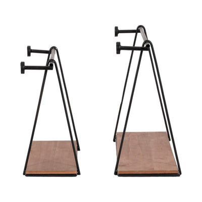 METAL/WOOD, S/2 12/14"H SWING LIKE WALL SHELVES, B - Al Rugaib Furniture