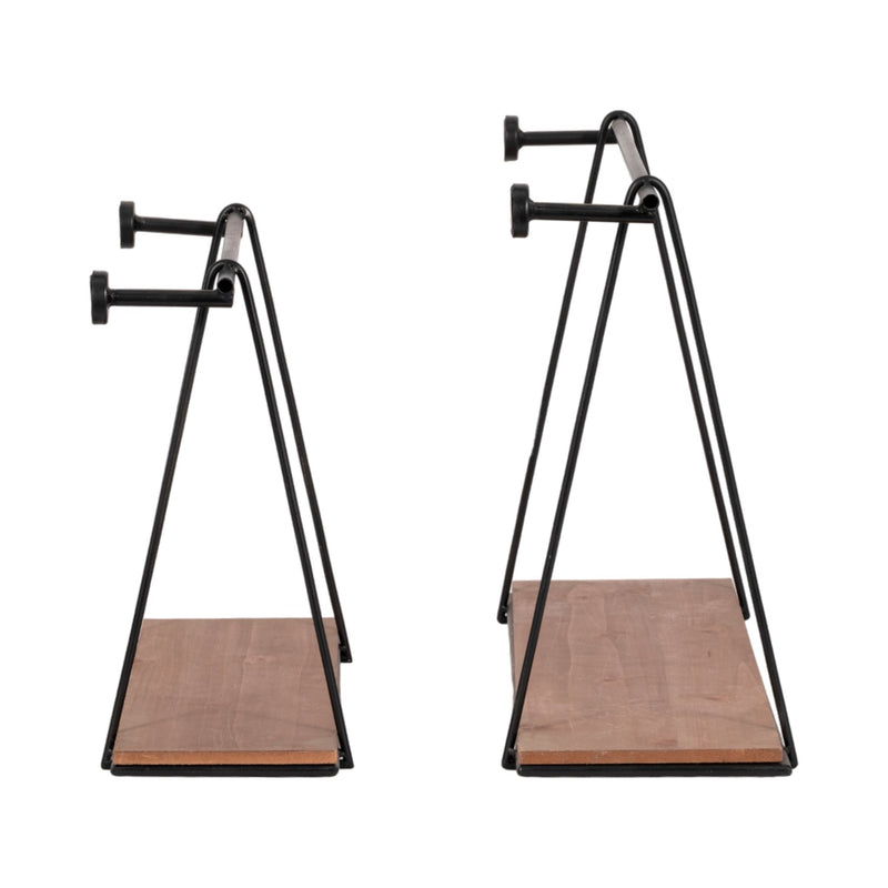METAL/WOOD, S/2 12/14"H SWING LIKE WALL SHELVES, B - Al Rugaib Furniture