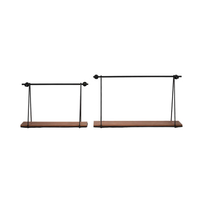 METAL/WOOD, S/2 12/14"H SWING LIKE WALL SHELVES, B - Al Rugaib Furniture