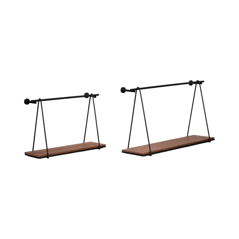 METAL/WOOD, S/2 12/14"H SWING LIKE WALL SHELVES, B - Al Rugaib Furniture