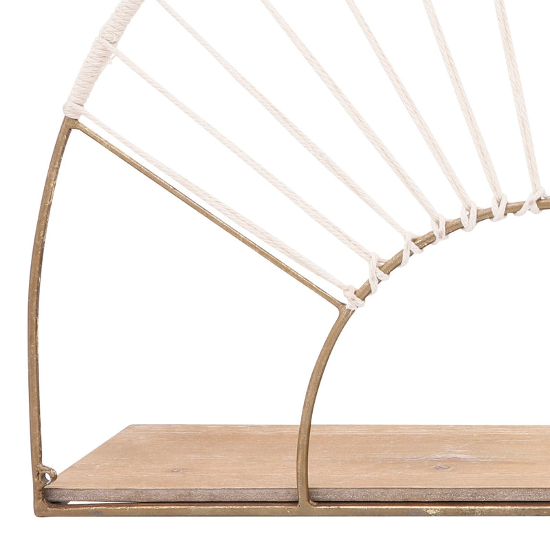 METAL/WOOD, S/2 13/16"H ARCHED WALL SHELVES, GOLD - Al Rugaib Furniture