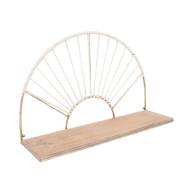 METAL/WOOD, S/2 13/16"H ARCHED WALL SHELVES, GOLD - Al Rugaib Furniture