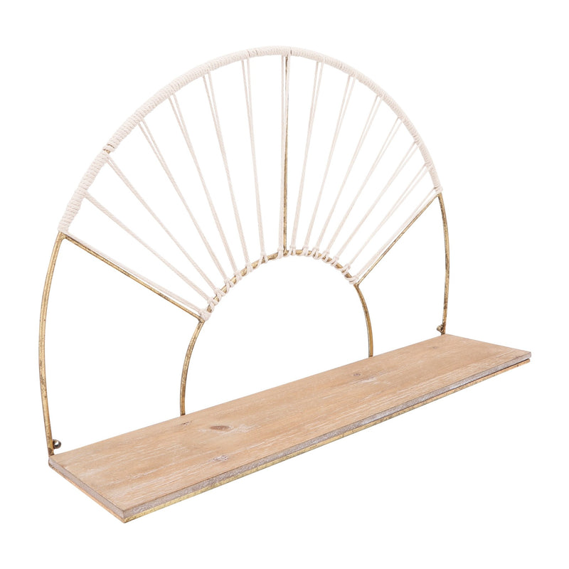 METAL/WOOD, S/2 13/16"H ARCHED WALL SHELVES, GOLD - Al Rugaib Furniture