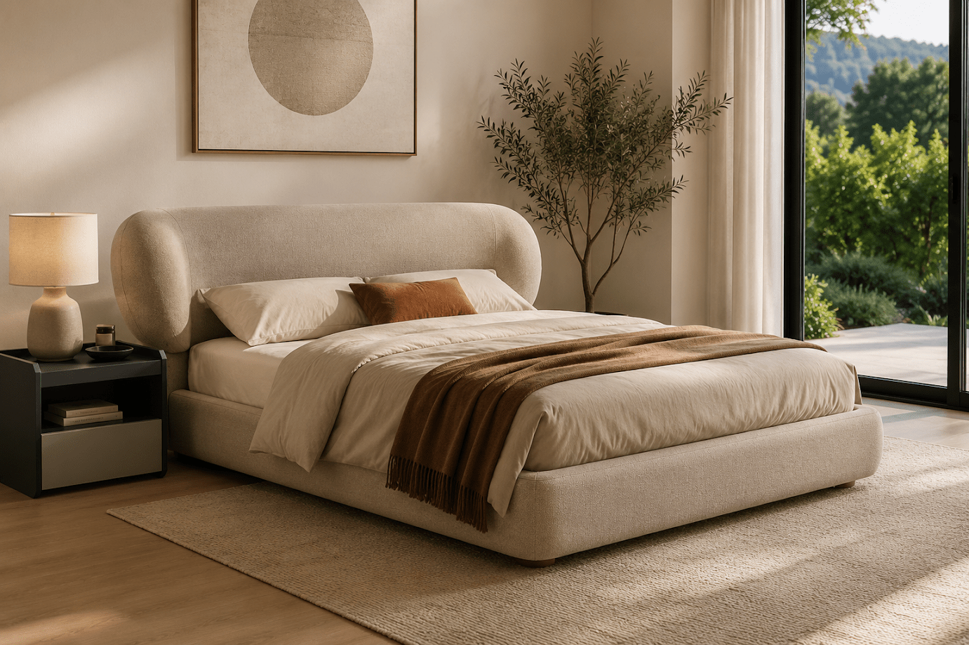MetroNest Beige King Bed 180 Beds| Roots Furniture