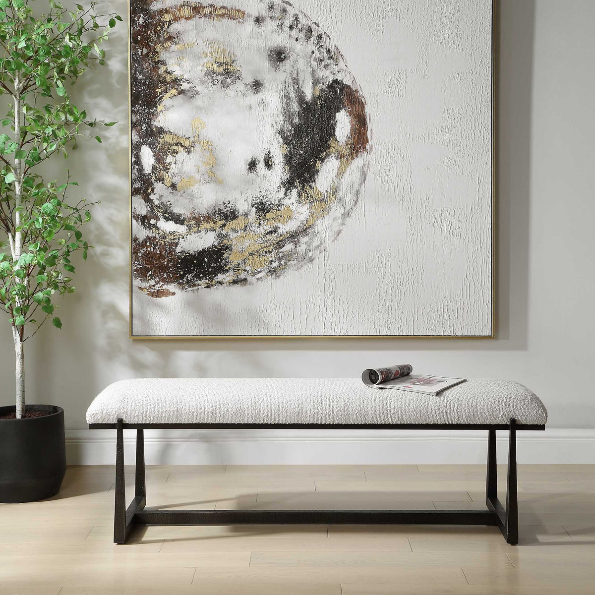 Midas Black Long Bench Benches| Uttermost